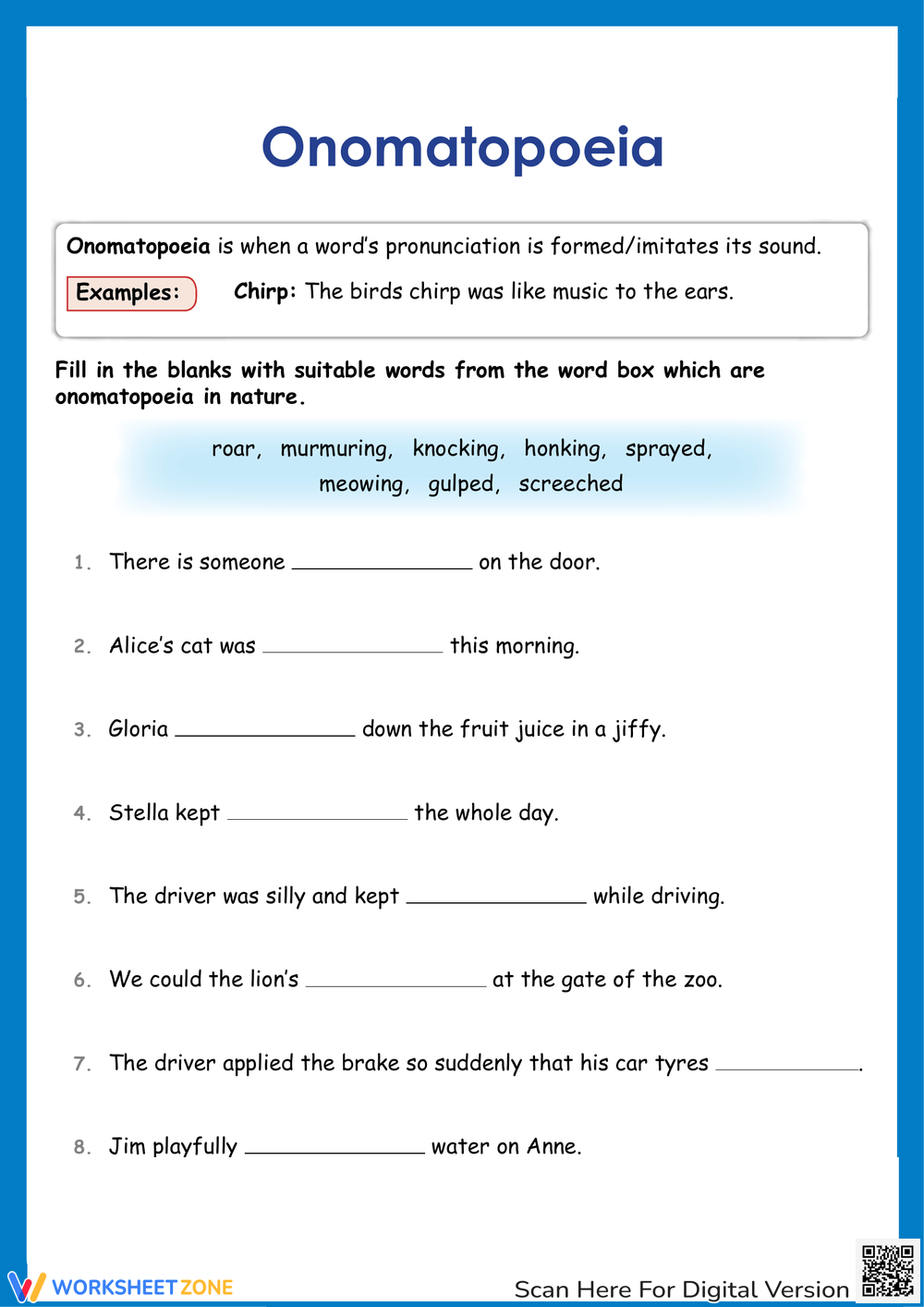 Printable 5th Grade Onomatopoeia Worksheets Download