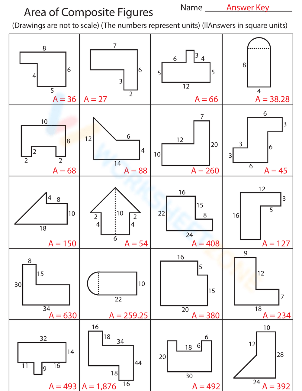 Printable 7th Grade Area Of Composite Figures Worksheets