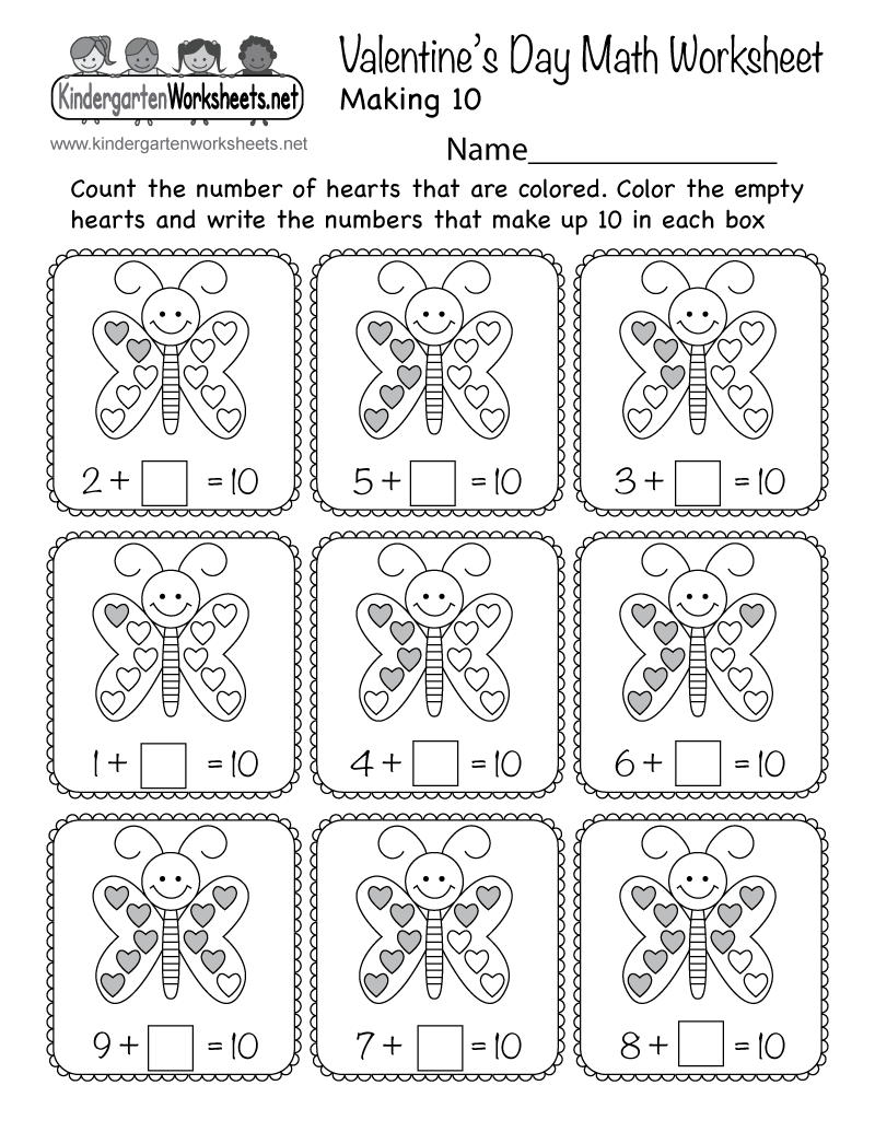 Valentine S Day Math Worksheets For K 2 Free Printable Sample