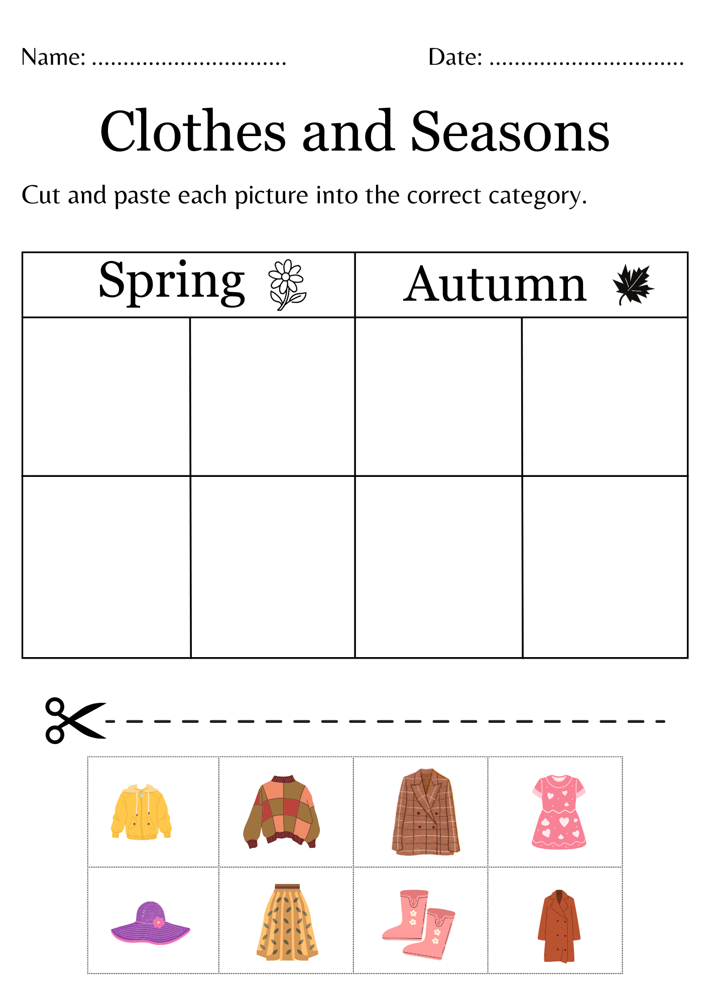 Printable Clothes For Different Seasons Worksheet Weather And Clothes Activity Made By Teachers