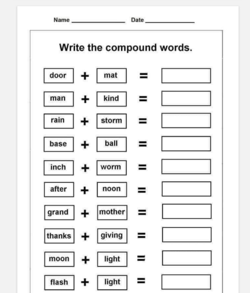 Compound Words Free Printables Superstar Worksheets