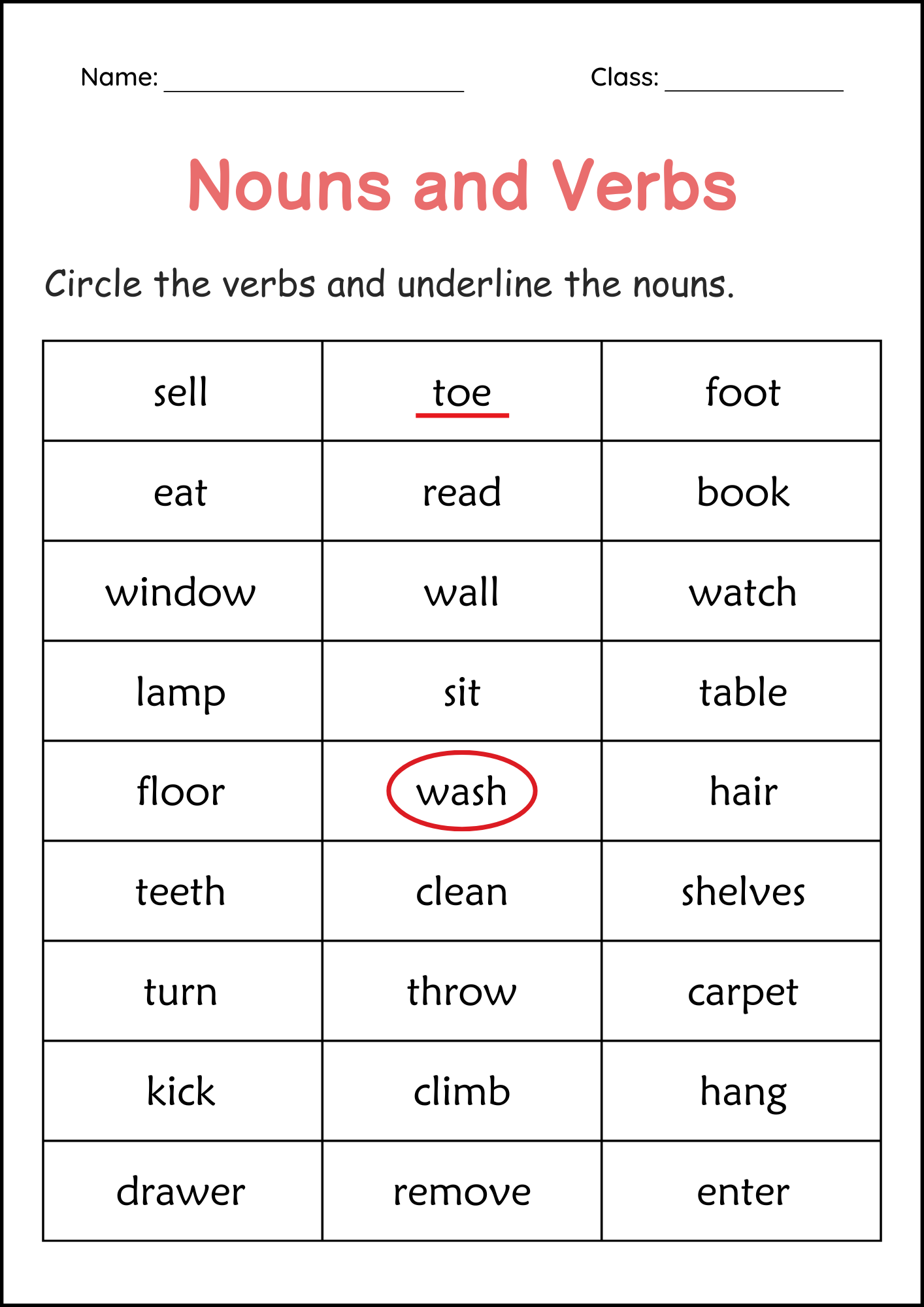 Identifying Nouns Verbs And Adjectives In Sentences Worksheets Made By Teachers