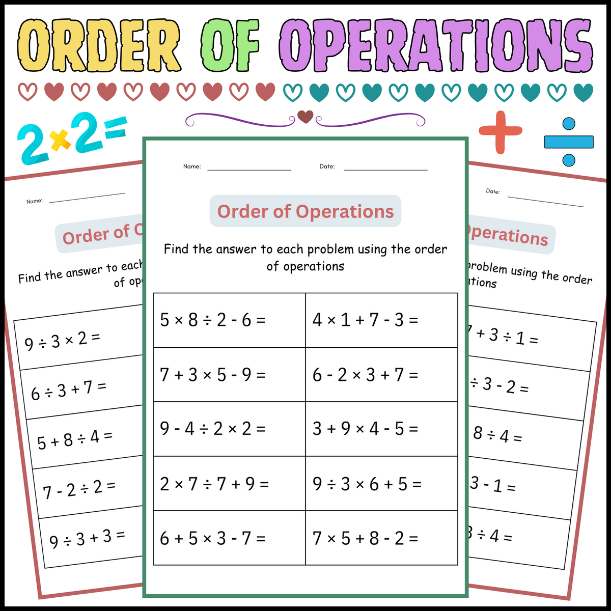 Printable Order Of Operations Digital Worksheets Activities For 4th 5th Grade Made By Teachers Customize 20 Order Of Operations Worksheets Templates Online Canva