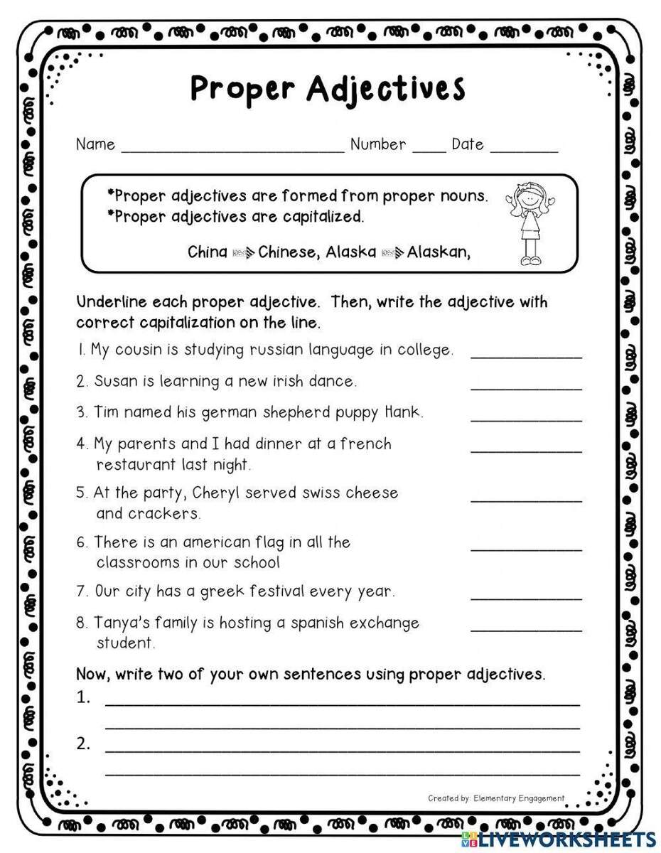 Proper Adjectives ESL Worksheets Games Activities Worksheets Library