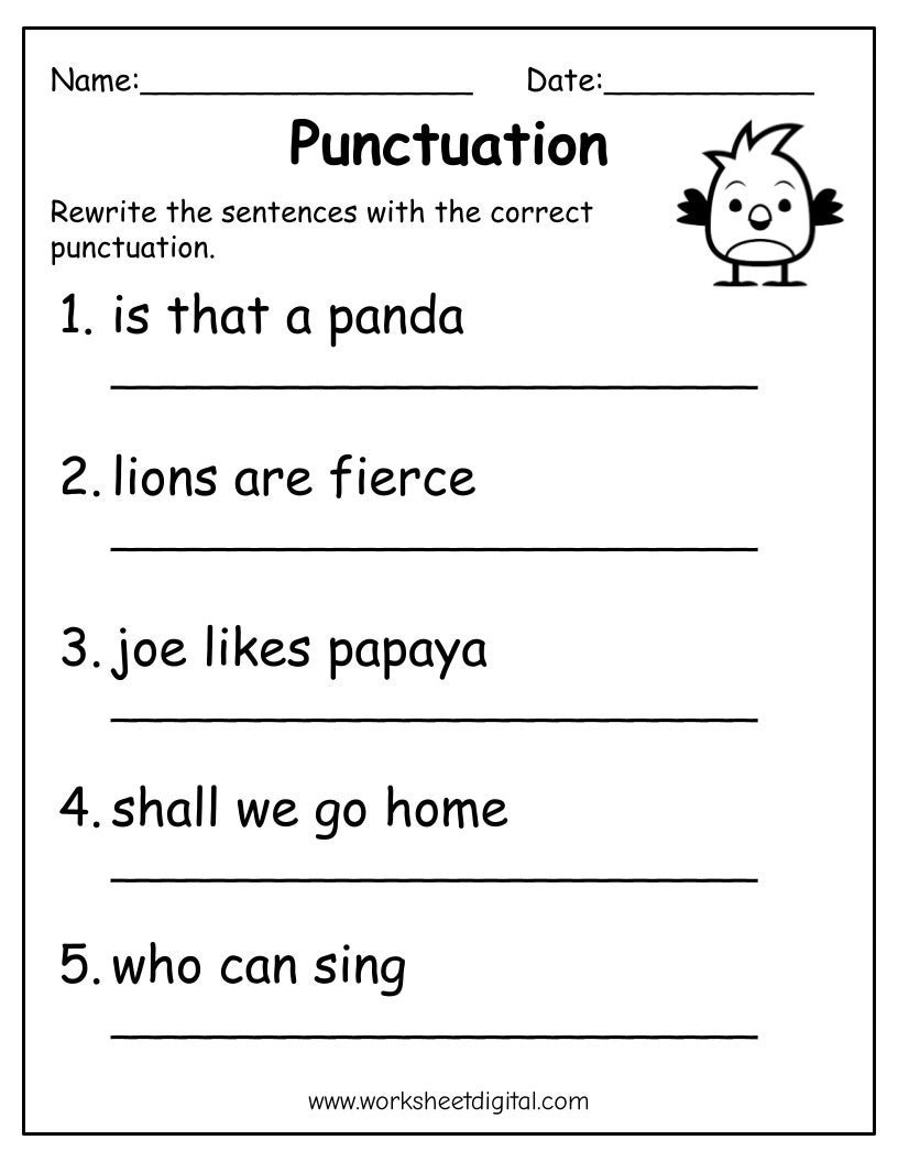 Punctuation Worksheets Etsy