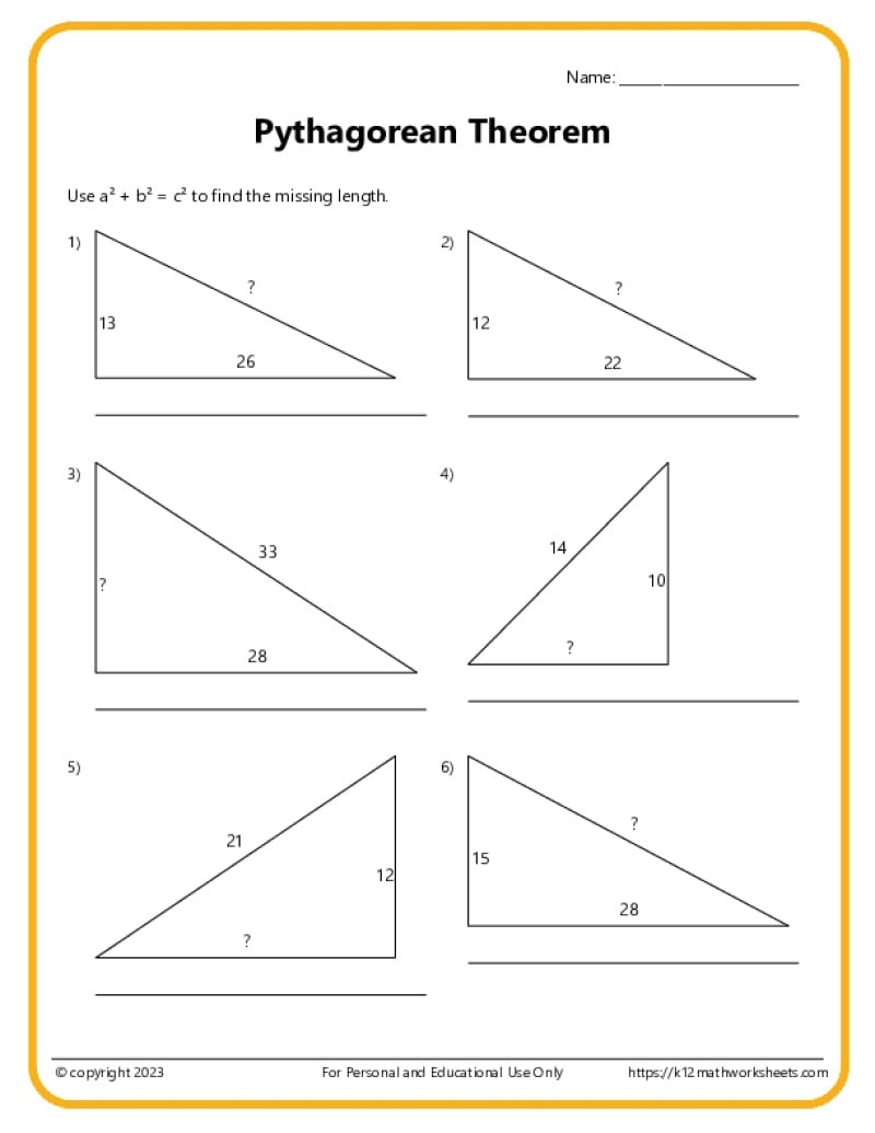 Pythagoras Theorem Questions