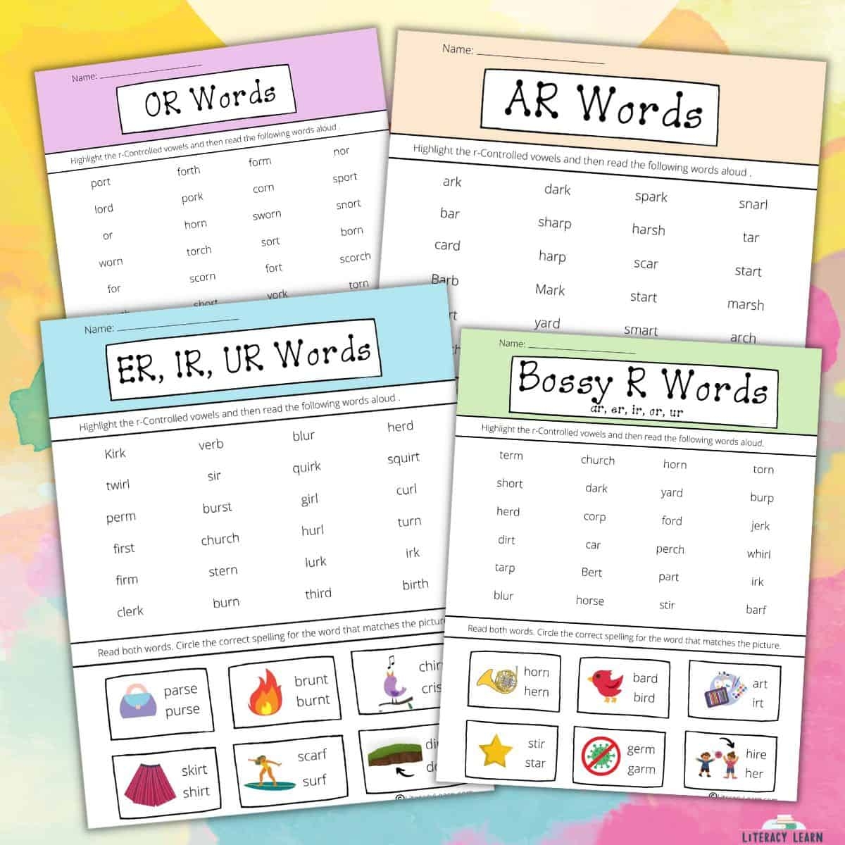 R Controlled Vowels Superstar Worksheets