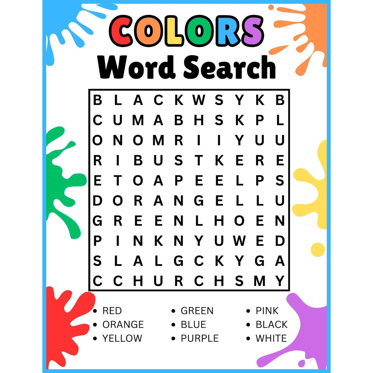 Rainbow Colors Word Search Activity For Preschool Kindergarten Made By Teachers Rainbow Colors Word Search Activity For Preschool Kindergarten Made By Teachers