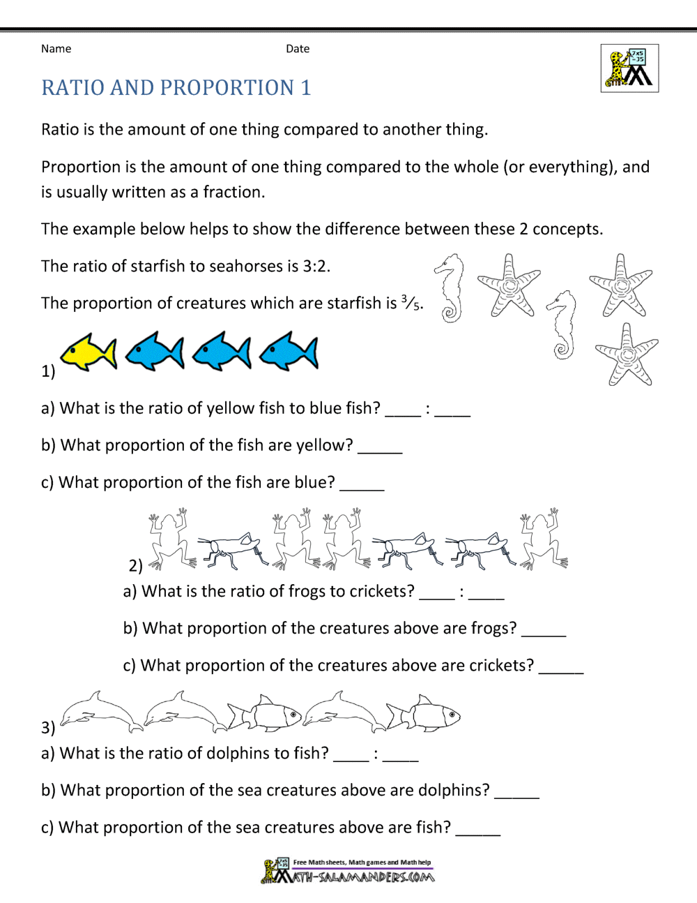 Ratio And Proportion Worksheet Ratio And Proportion Worksheet