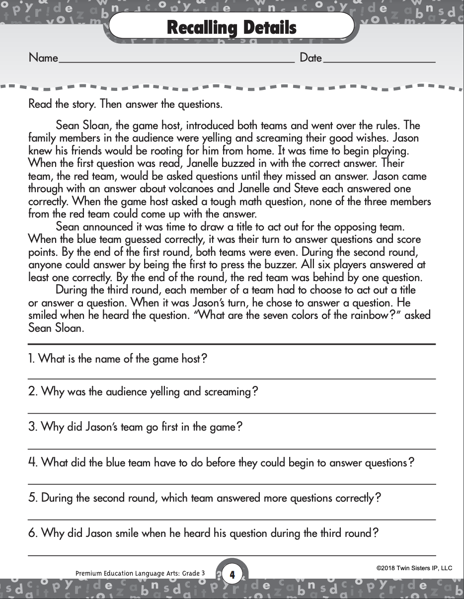 3rd Grade Language Arts And Writing Worksheets