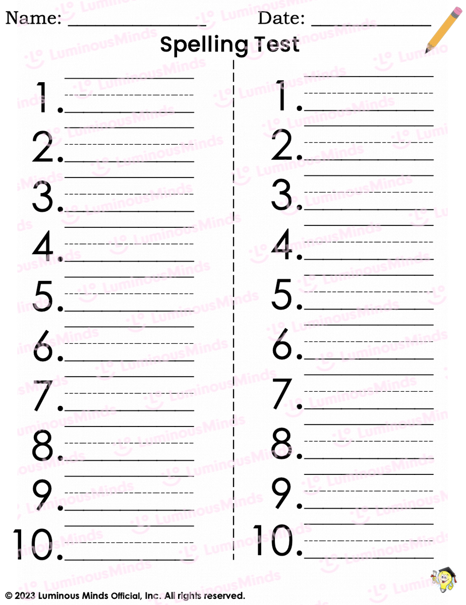 Free And Customizable Spelling Templates