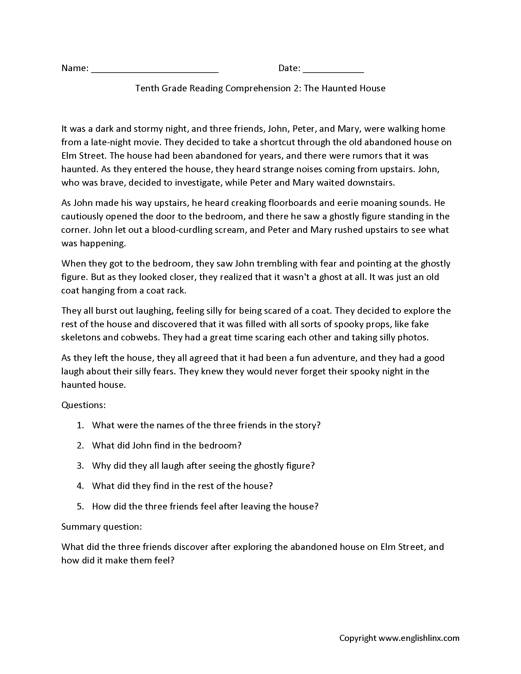 Reading Comprehension Worksheets Online Or Printable
