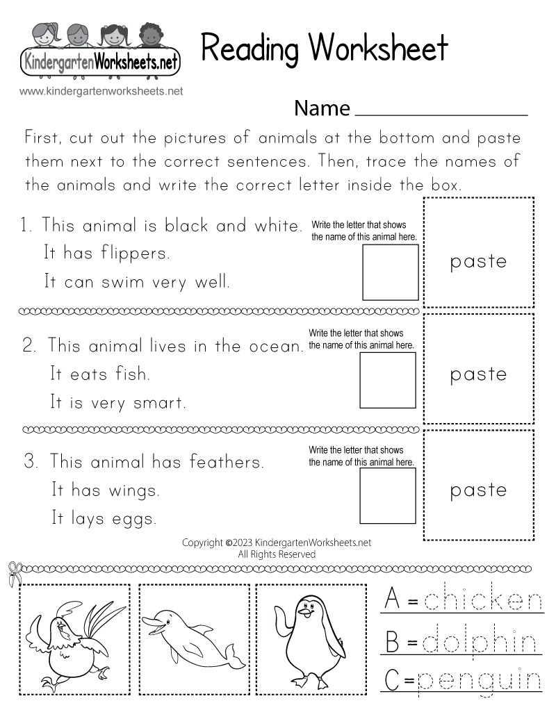 Reading Worksheet For Kids Free Printable Digital PDF