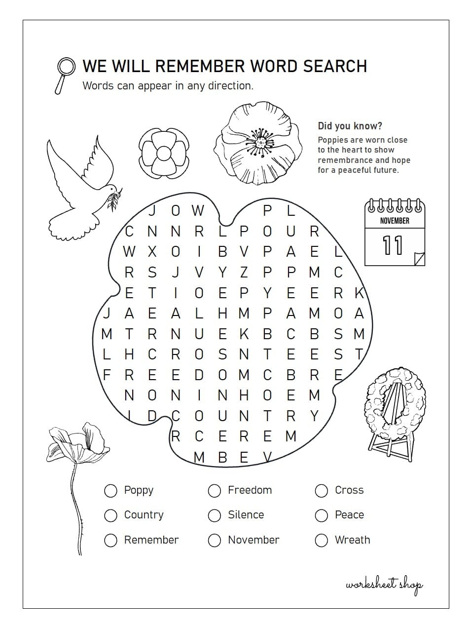 Remembrance Veterans Day Worksheet Shop Remembrance Veterans Day Worksheet Shop