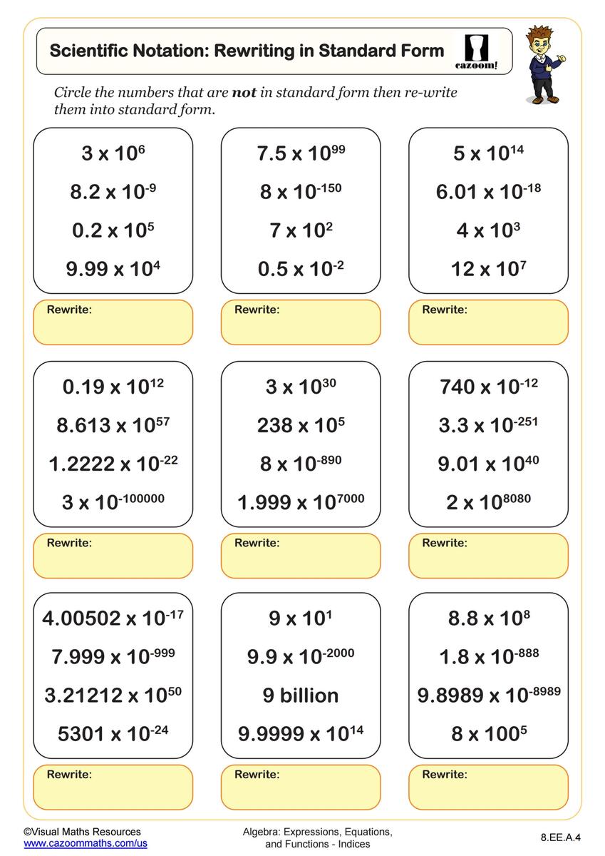 Representing Metric Units With Scientific Notation Worksheet PDF Printable Algebra Worksheet Cazoom Math