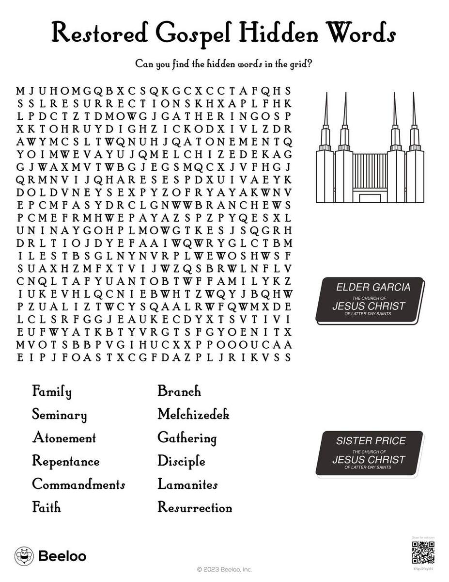 Restored Gospel Hidden Words Beeloo Printable Crafts And Activities For Kids