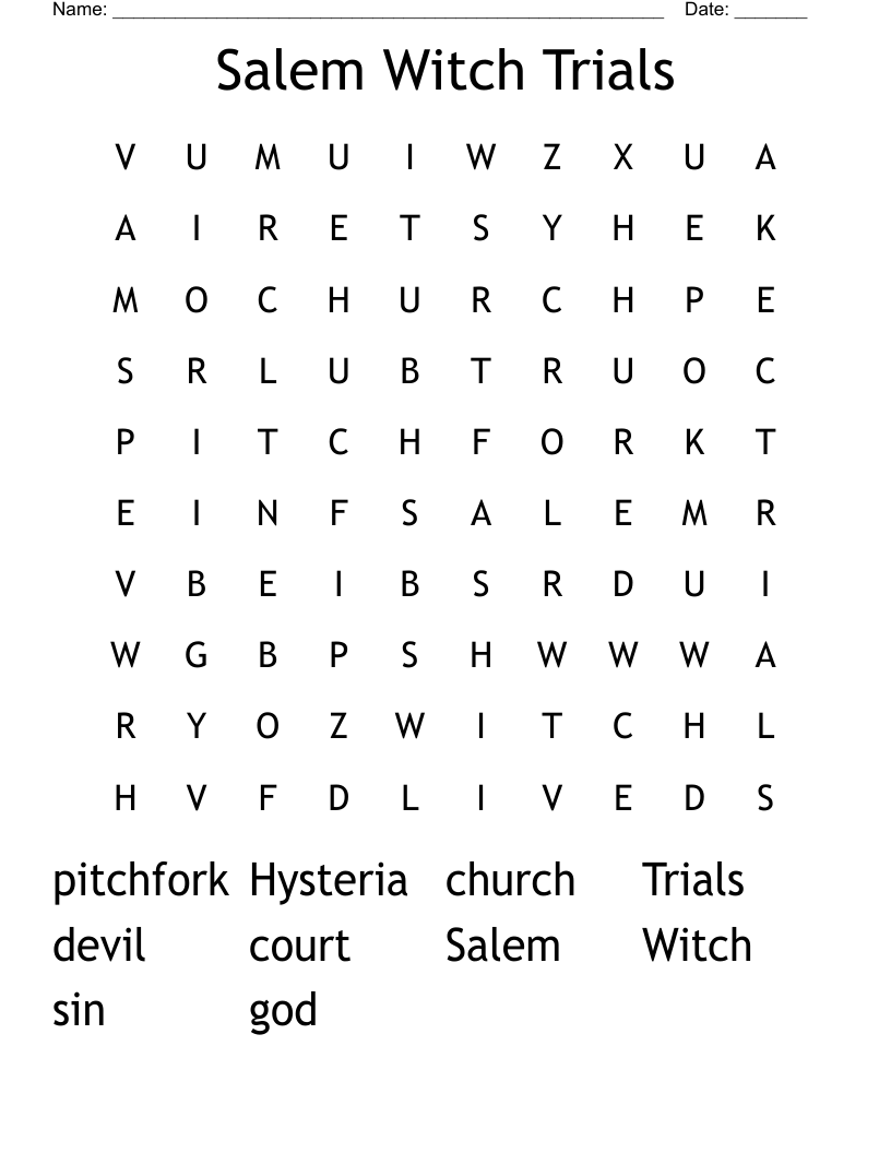Salem Witch Trials Facts Worksheets For Kids Includes Lesson Worksheets Library