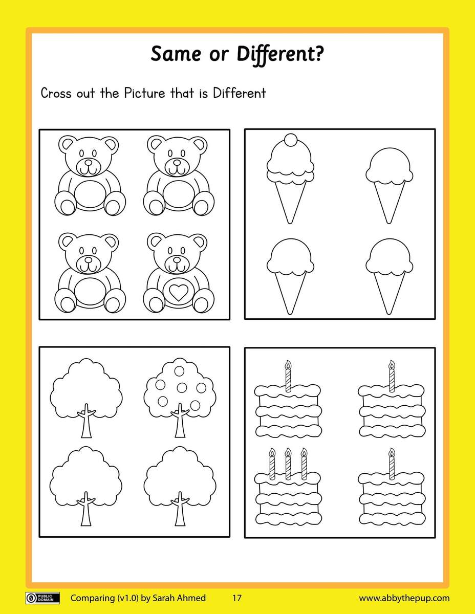 Same Or Different Worksheet Free Printable Worksheets