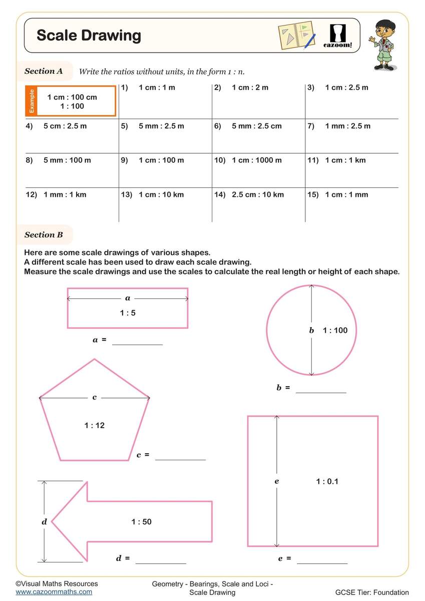 Scale Drawing Worksheet Printable PDF Year 8 And Year 9 Geometry Worksheet