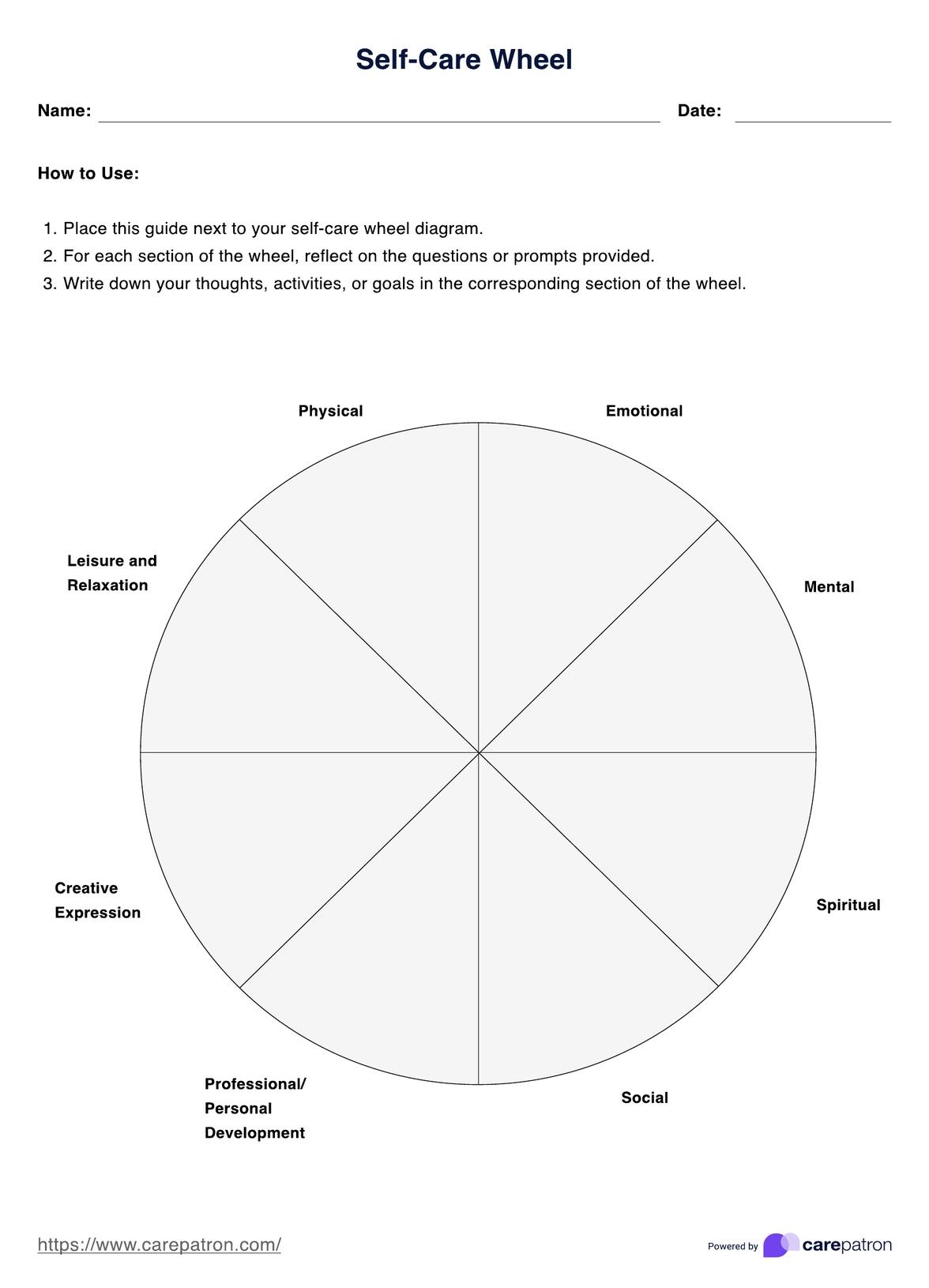 Self Care Wheel Free Google Docs Template Gdoc Io