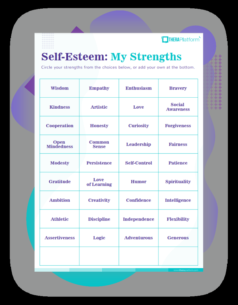 Self Esteem Worksheets TheraPlatform Resources Self Esteem Worksheets TheraPlatform Resources