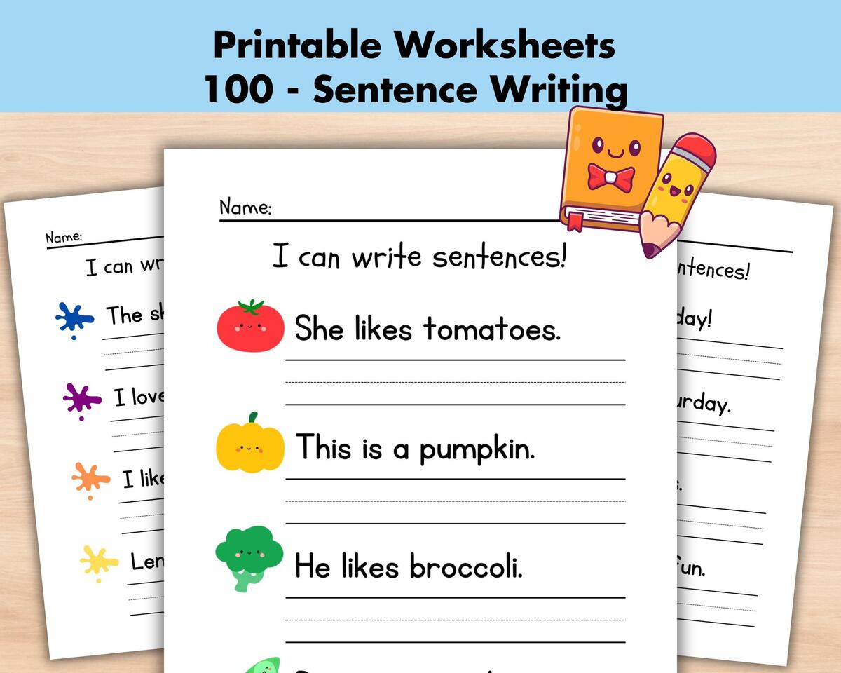 Sentence Writing Practice Worksheets Printable Writing English Sentences Activity 1st 3rd Grade ELA Worksheets Cute Homeschool Activities Etsy