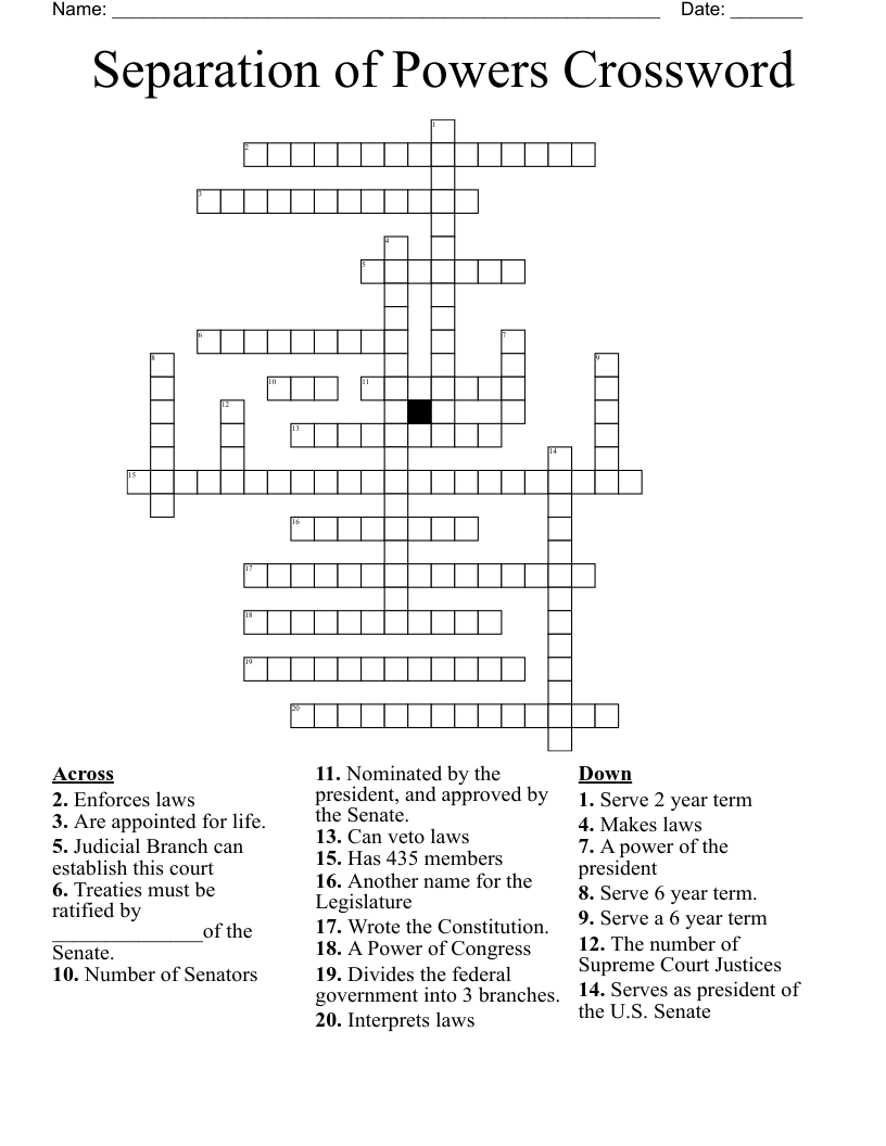 Separation Of Powers Crossword WordMint
