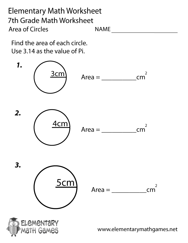 Seventh Grade Area Of Circles Worksheet Circle Facts Area Circumference Diameter Radius