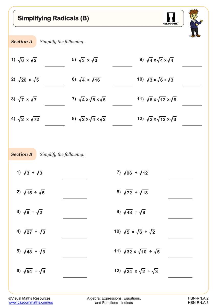 Simplifying Radicals B Worksheet Fun And Engaging Algebra I Worksheets Library Simplifying Radicals B Worksheet Fun And Engaging Algebra I Worksheets Library
