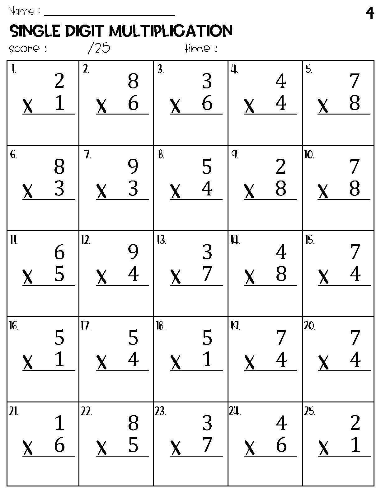 Multiplication Worksheets Single Digit Multiplication Worksheets Made By Teachers
