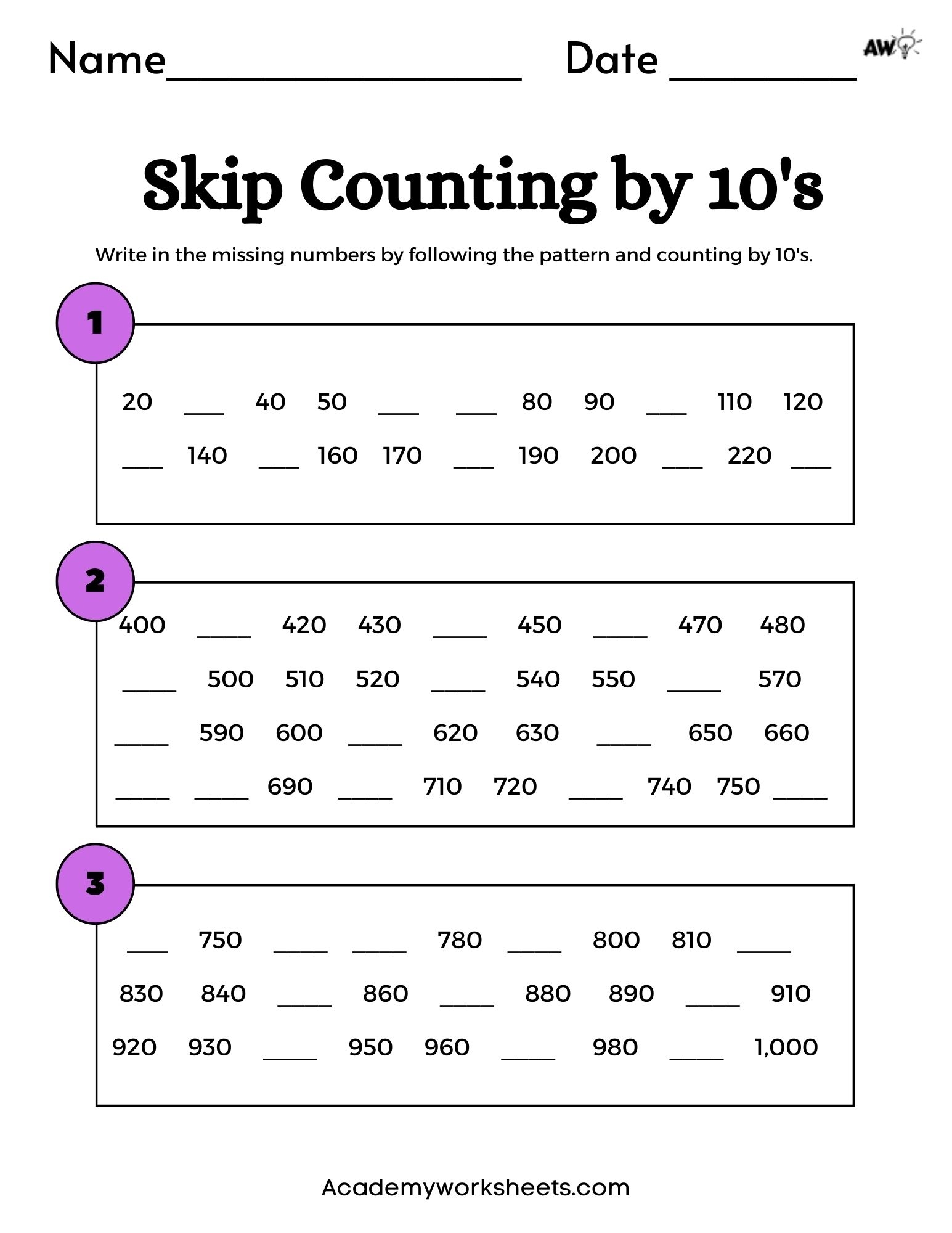 Skip Counting By 10 20 And 30 Worksheet FREE Printable Worksheets Library