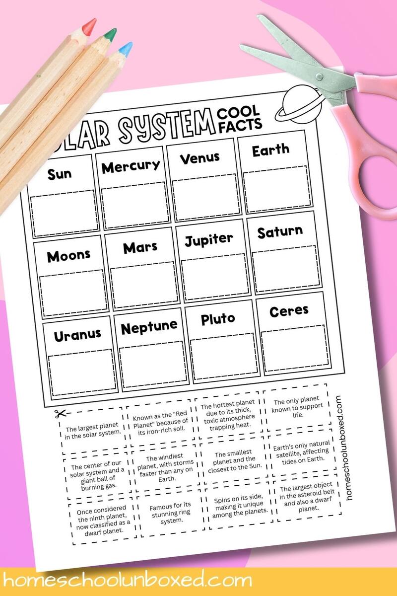 Solar System Facts Worksheet Free Printable