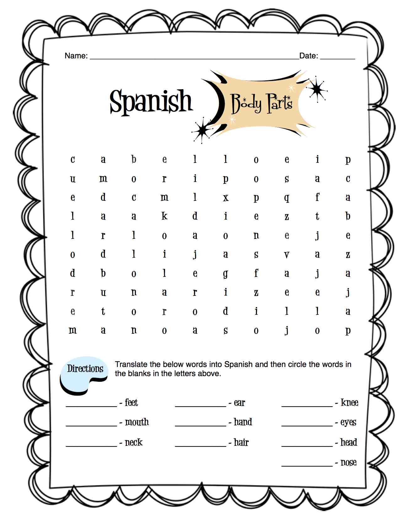 Spanish Body Parts Worksheet Packet Made By Teachers Spanish Body Parts Worksheet Packet Made By Teachers