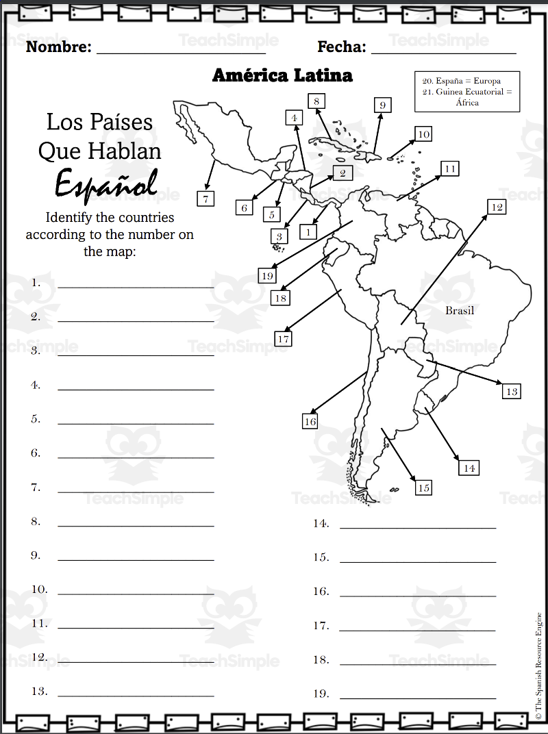 Spanish Coutries And Capitals Speaking Spanish By Teach Simple
