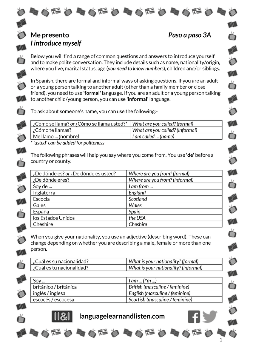 Spanish Introductions Me Presento Teaching Resources