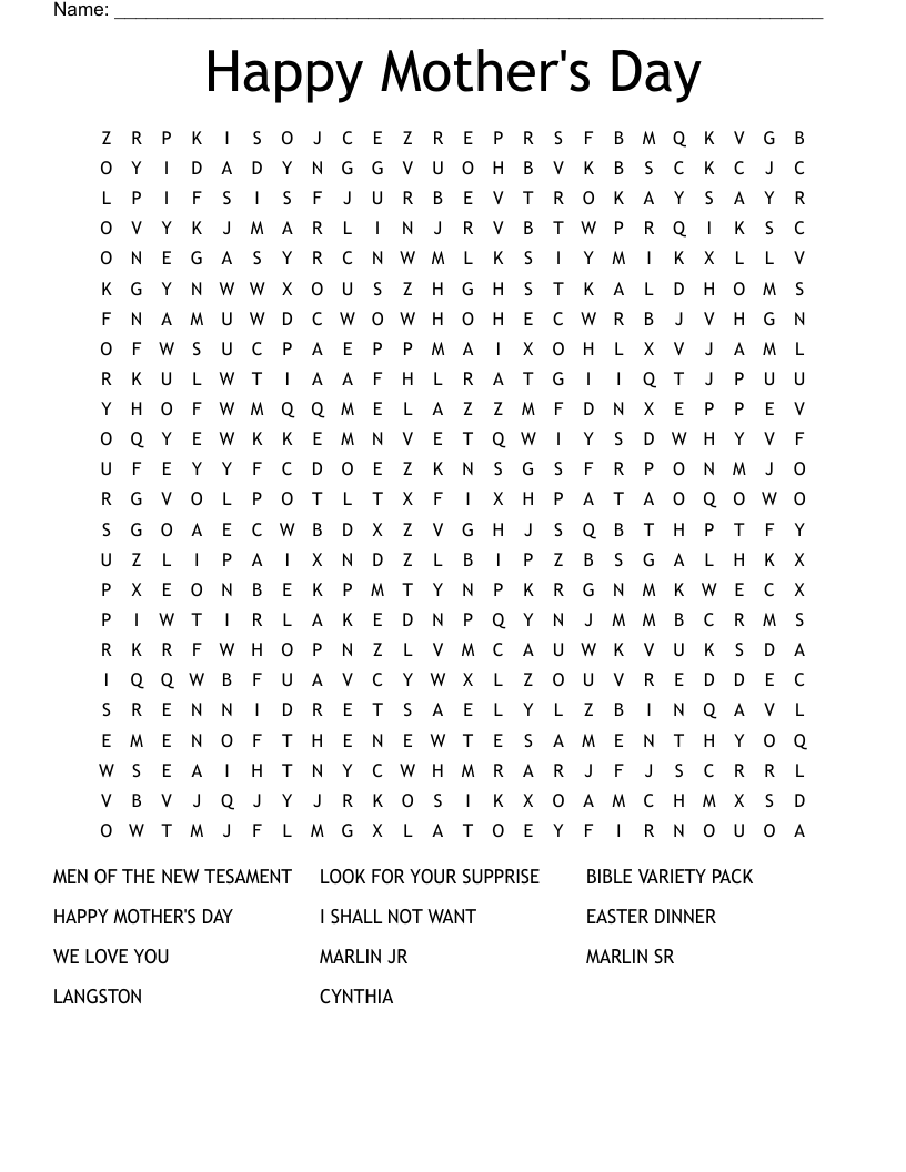 Mother S Day Word Search Puzzles Mothers Day Activities Made By Teachers