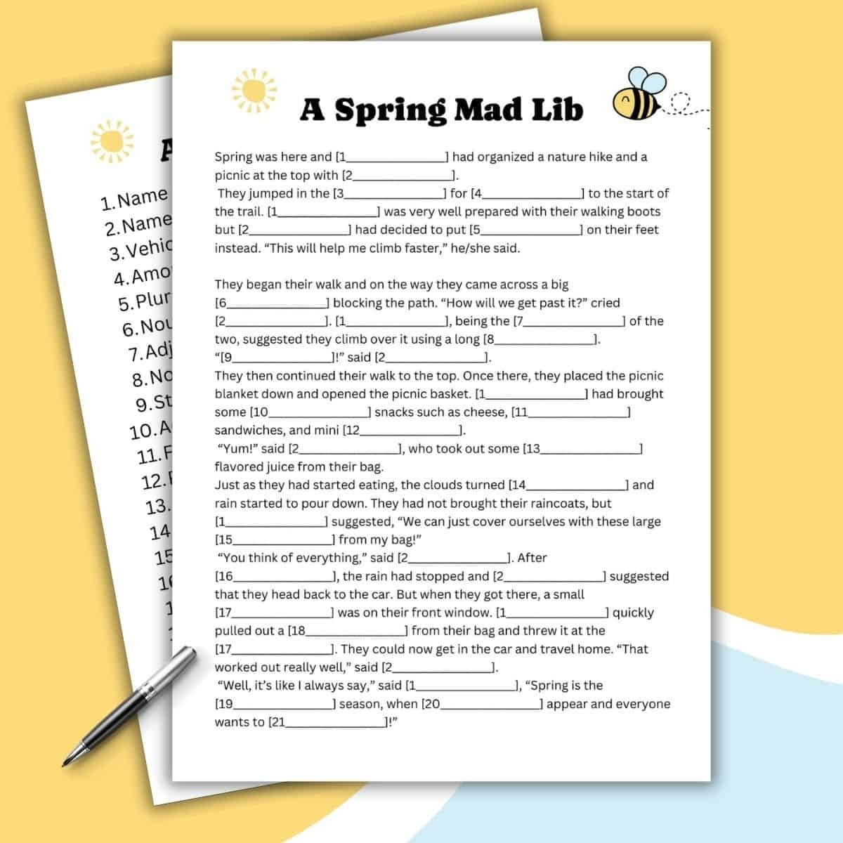 Spring Mad Libs Style Free Printable Love Laugh Games