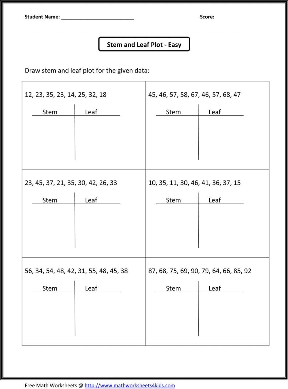 STEM AND LEAF PLOT Online Exercise For Worksheets Library