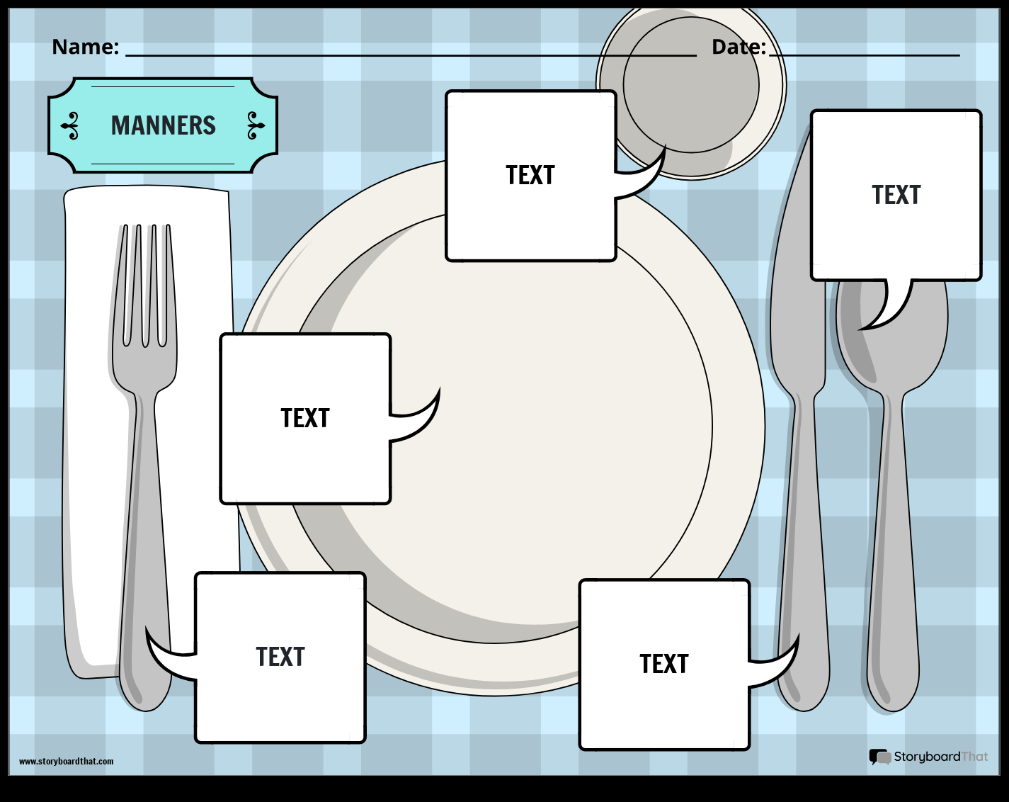 Storyboard That Free Manners Worksheet Templates