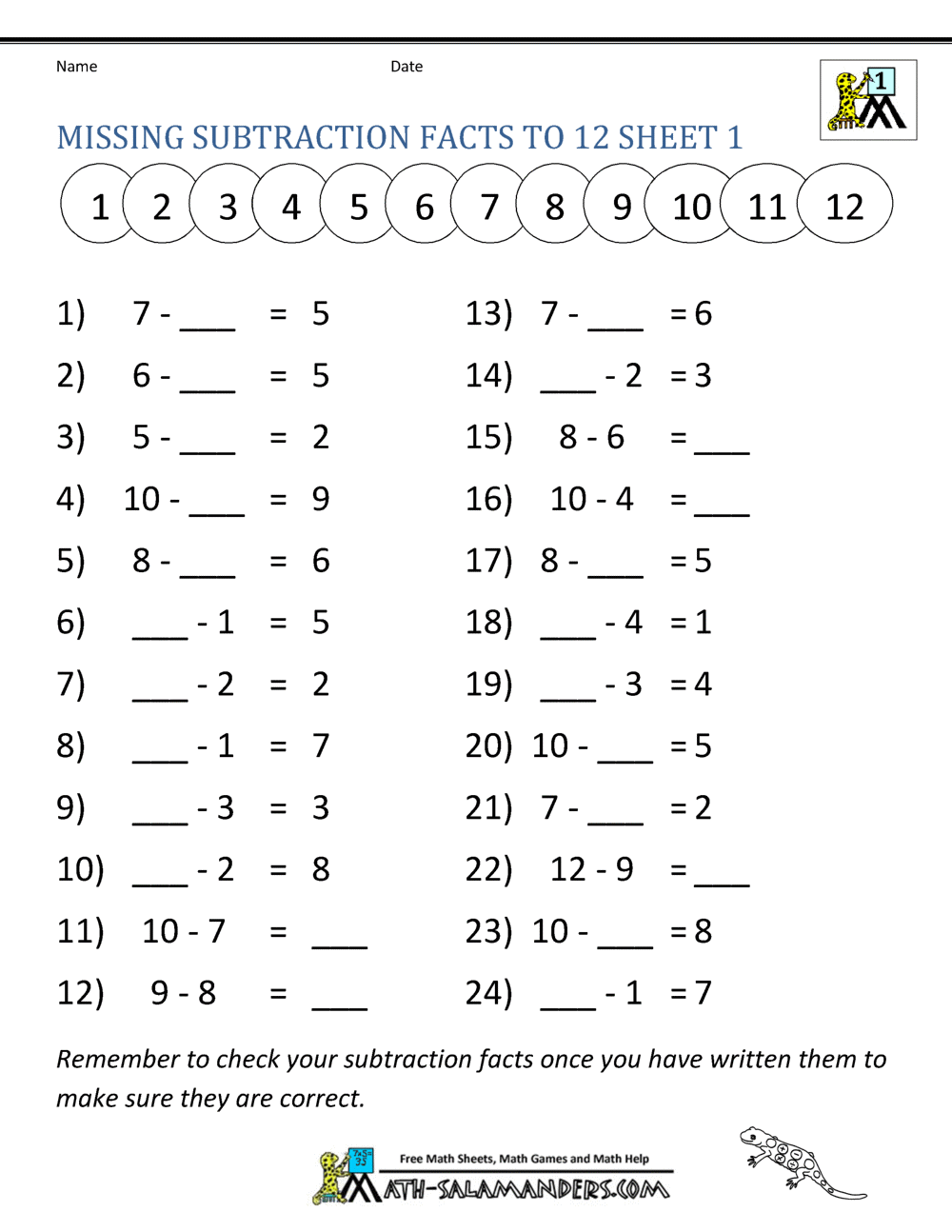 Subtraction Worksheets Free Printable Math Drills Free Printables Lettering SVG Files Tools Apps
