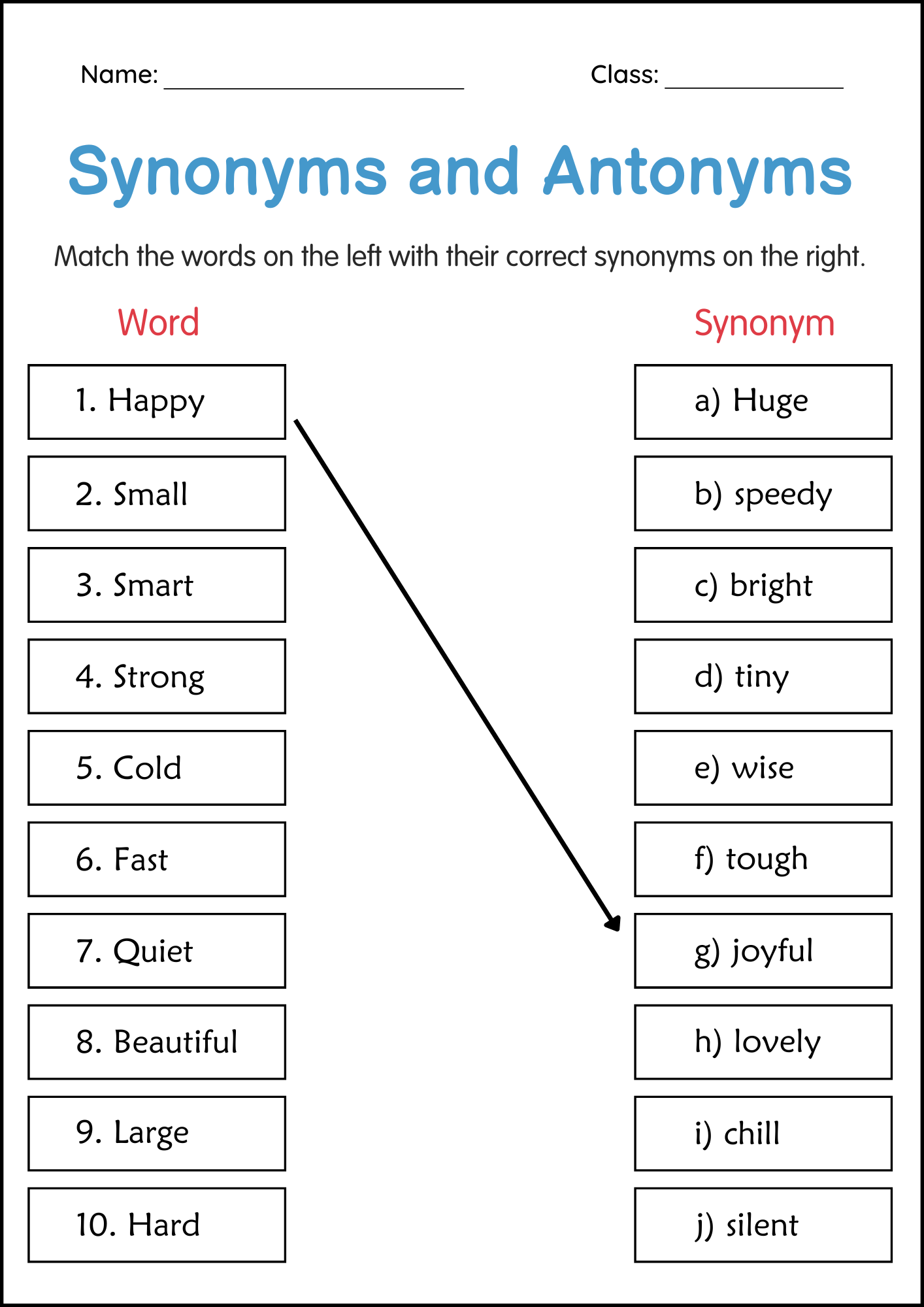 Synonyms And Antonyms Worksheets