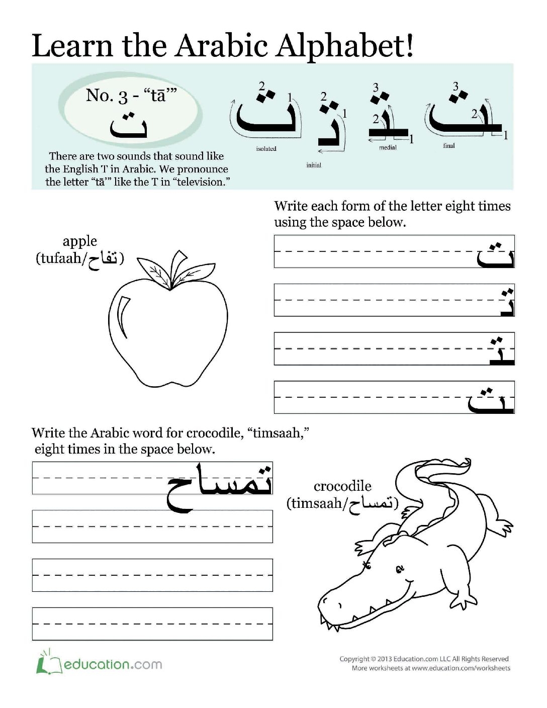 Teaching Tool Writing Worksheets Advanced ArabishWay