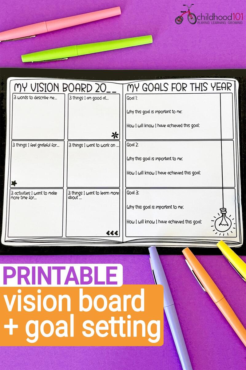 Teen Vision Board And Goal Setting Printable