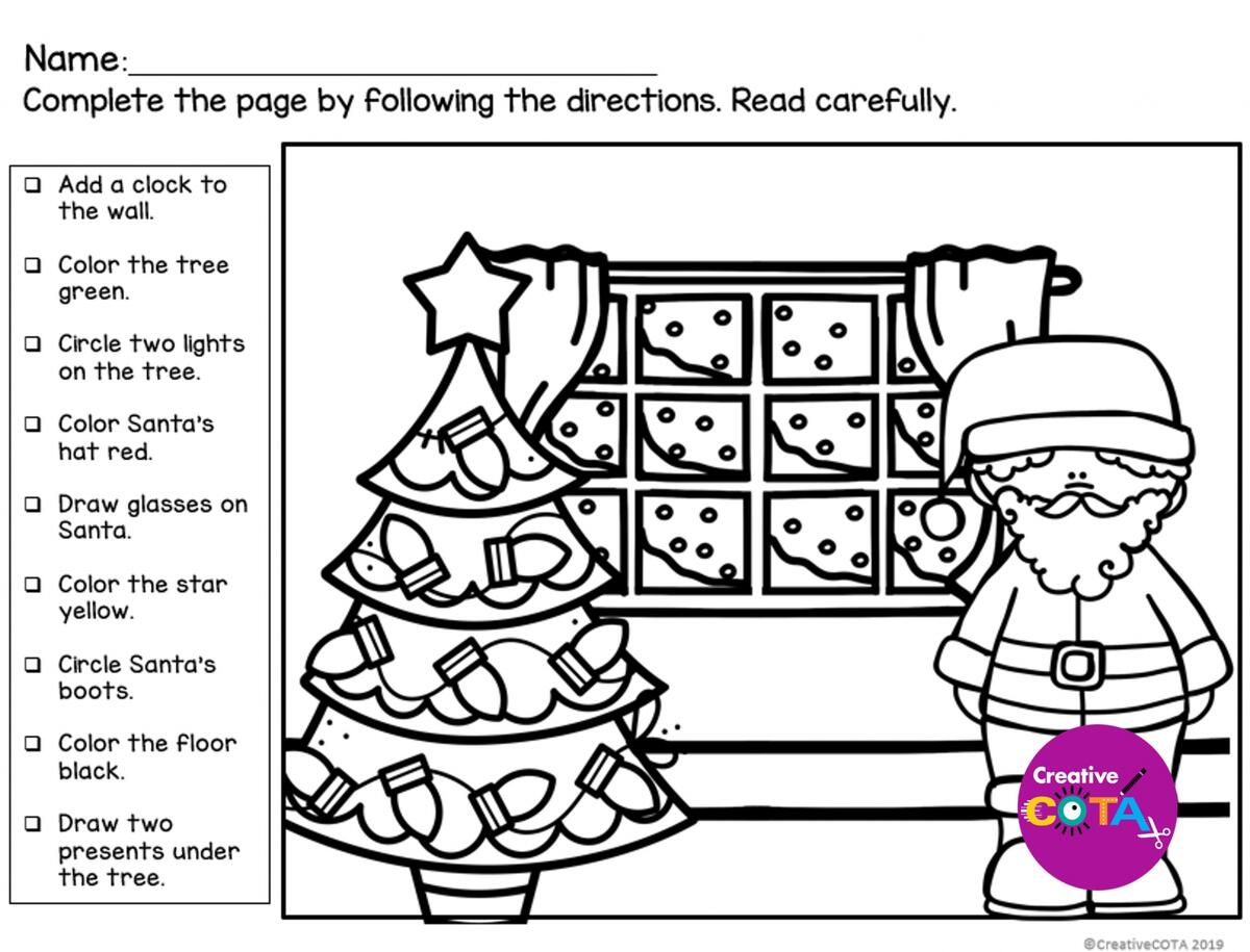 Thanksgiving And Christmas Following Directions Worksheets Library
