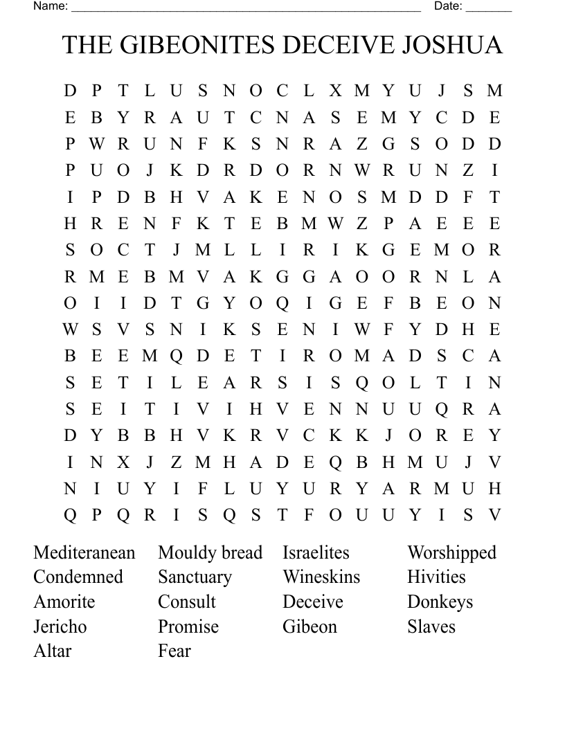 THE GIBEONITES DECEIVE JOSHUA Word Search WordMint THE GIBEONITES DECEIVE JOSHUA Word Search WordMint