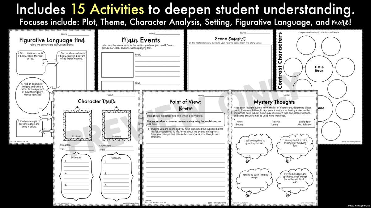 The Indian In The Cupboard Novel Study Unit Comprehension With Activities And Tests Printable And Digital Classful