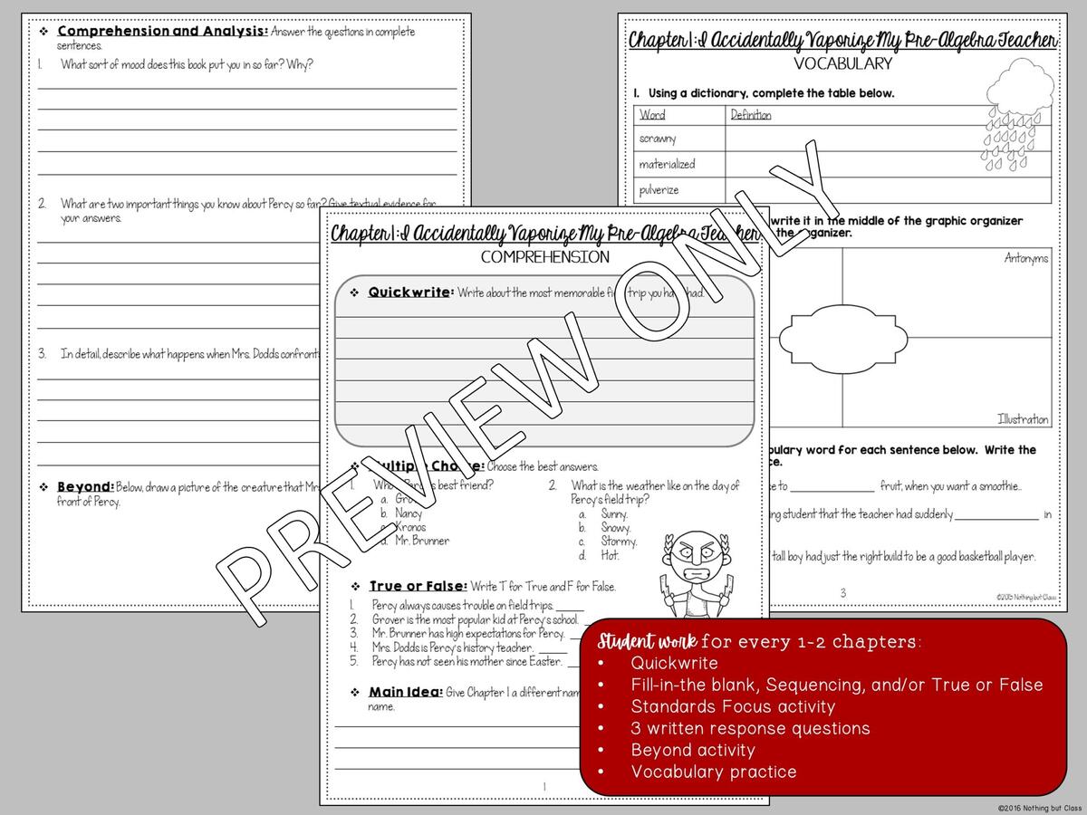 Percy Jackson Lighnting Thief Quiz Chapters 1 5 ESL Worksheet By Bkpittman1