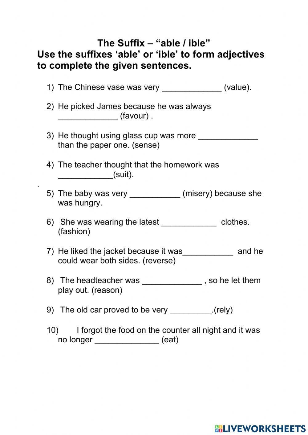 Suffixes Ly And Ful Worksheet Practice Exercises And Activities