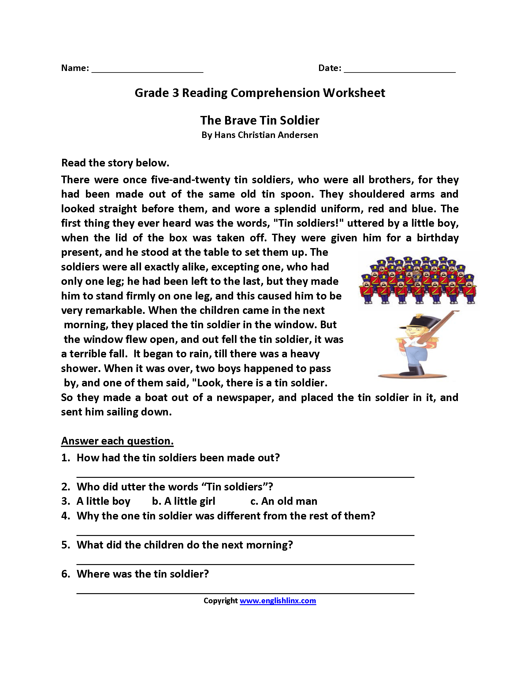 Free Printable 3rd Grade Reading Worksheet Templates Worksheets Library