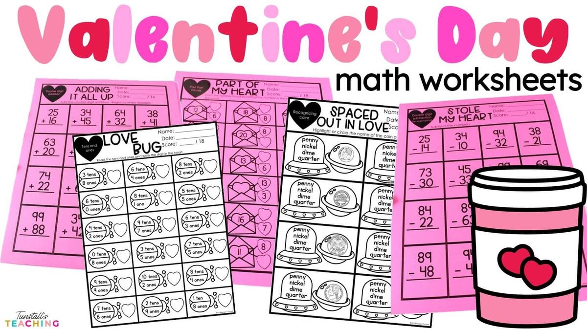 Valentine S Day Math Worksheets For K 2 Free Printable Sample